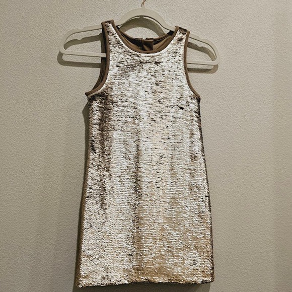 Pippa & Julie Gold Sequenced Girl's Dress- Girl's Size 8 - Picture 1 of 3